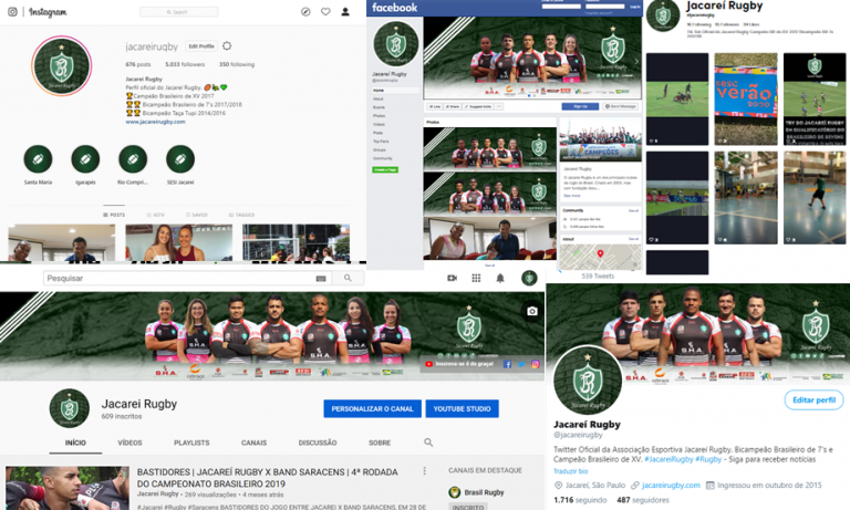 Jacareí Rugby tem crescimento de 4,5 mil seguidores nas mídias sociais em 2019