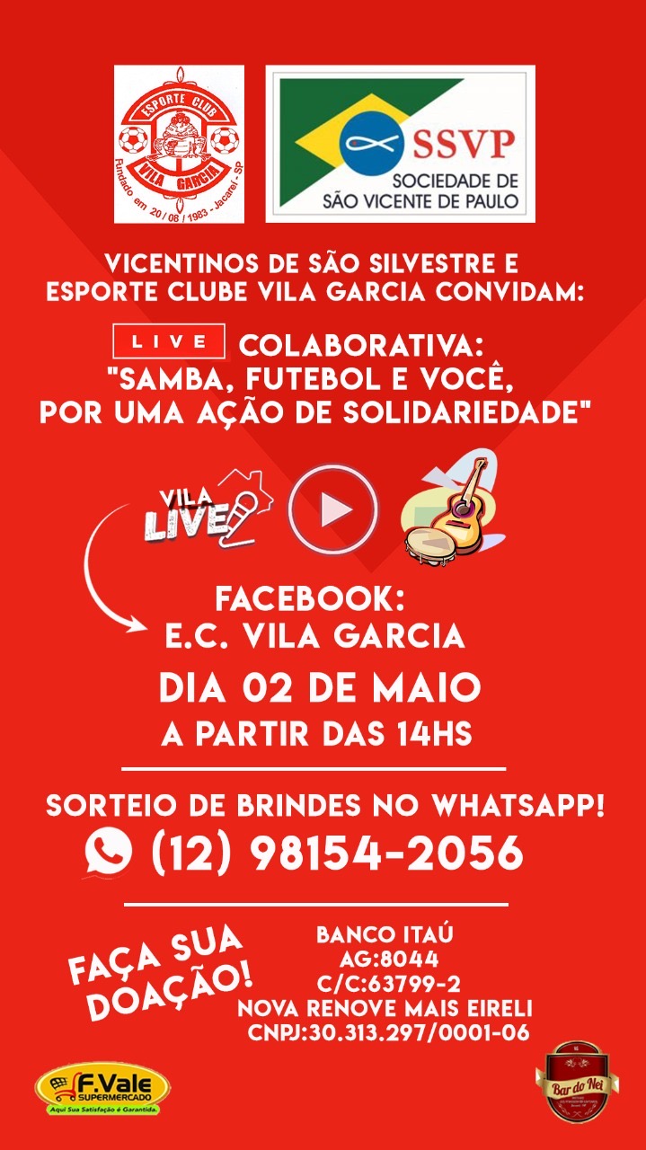 Vicentinos de São Silvestre e Esporte Clube Vila Garcia organizam ação para ajudar famílias carentes