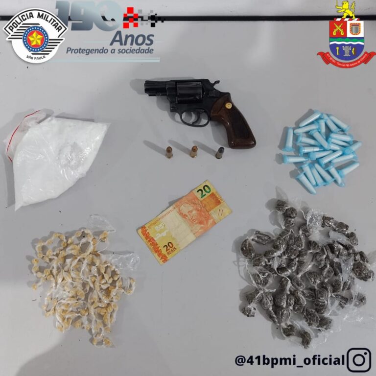 Homem é preso por porte ilegal de arma e posse de drogas em Jacareí