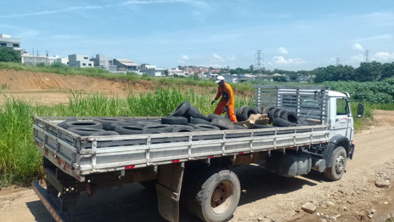 Jacareí recolhe mais de 80 pneus descartados em terrenos da cidade