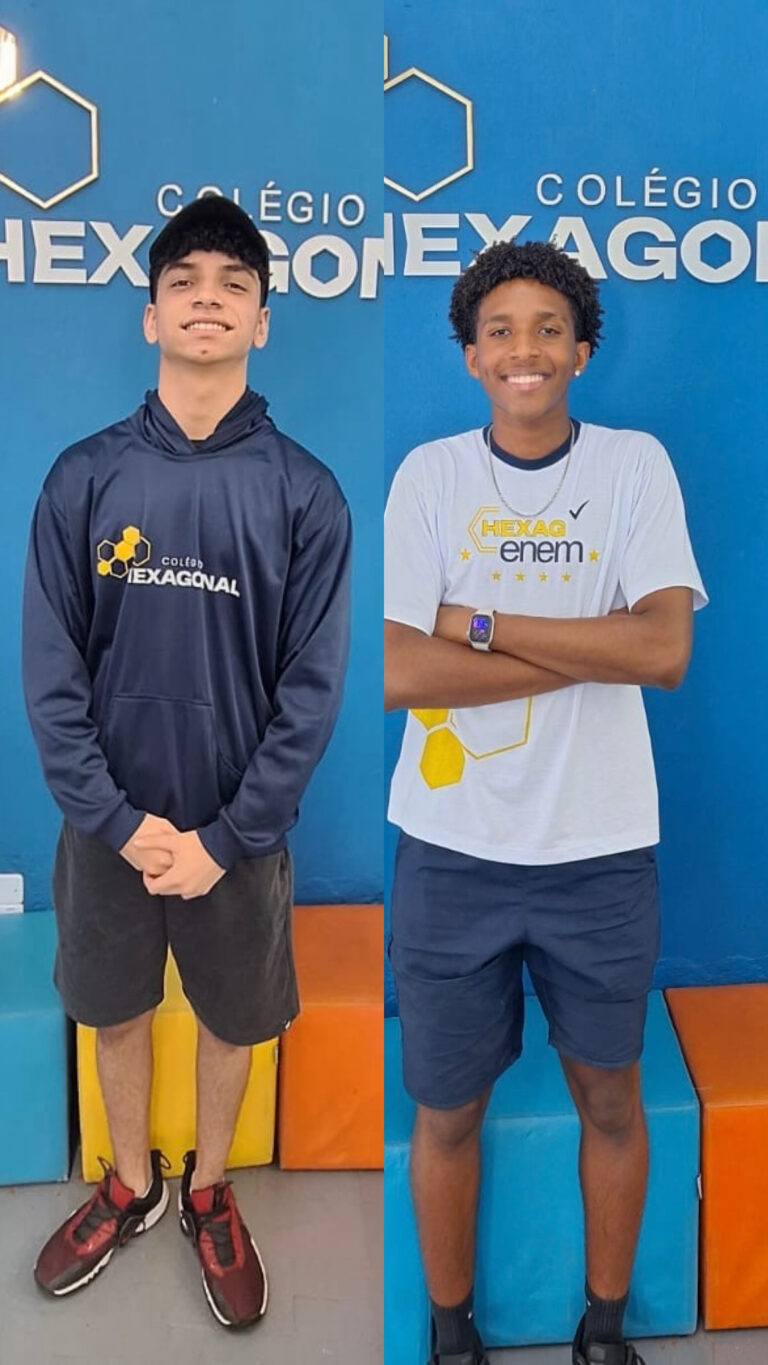 Colégio Hexagonal coloca dois alunos da 1ª série entre a elite do Brasil no ENEM: notas de 780 e 799,4 em Matemática impressionam
